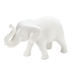 Accent Plus 4.75 in. H X 3 in. W X 7.25 in. L White Playful Elephant Ceramic Statue