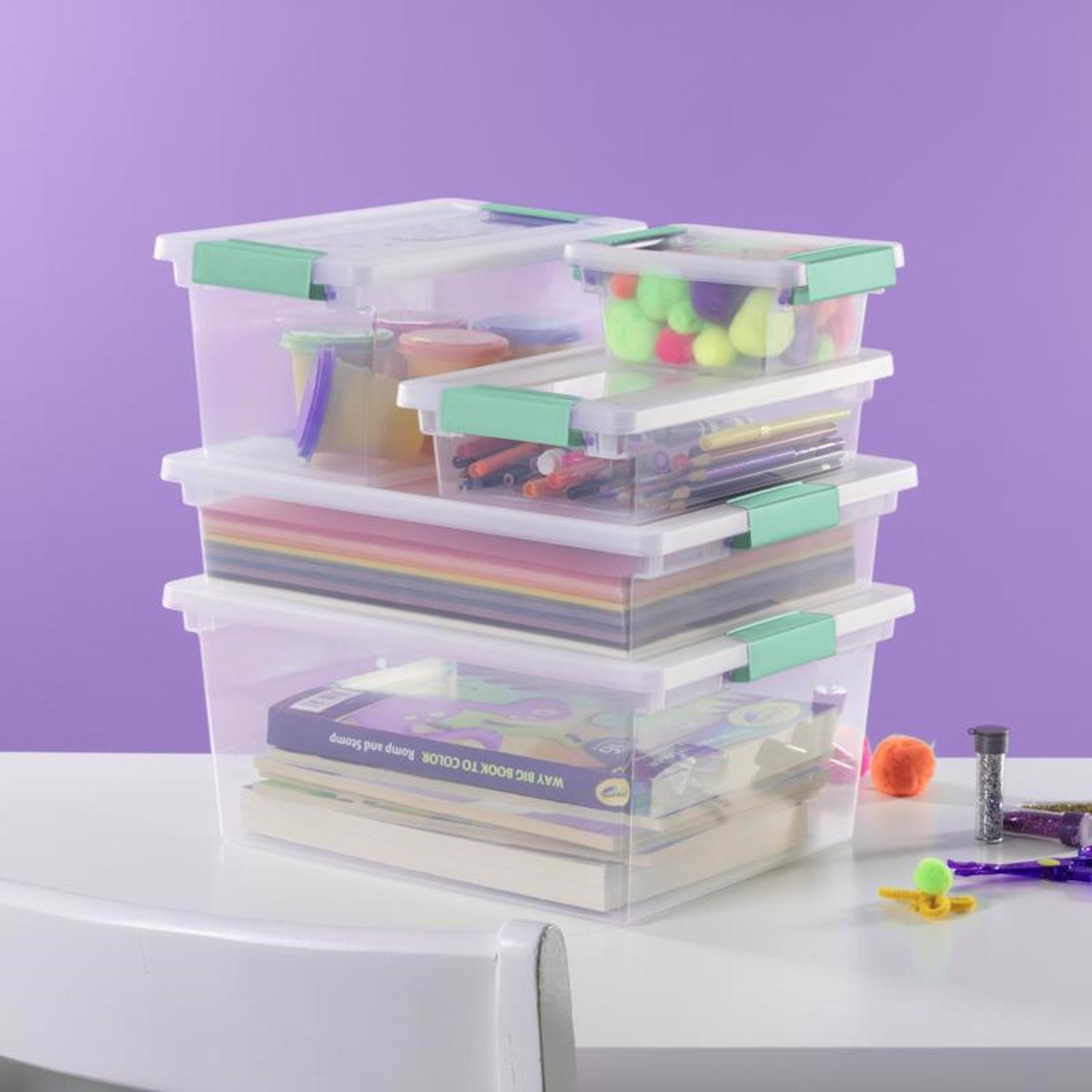 Sterilite 5.7 qt Clear Clip Storage Box 3.25 in. H X 11 in. W X 14 in. D Stackable