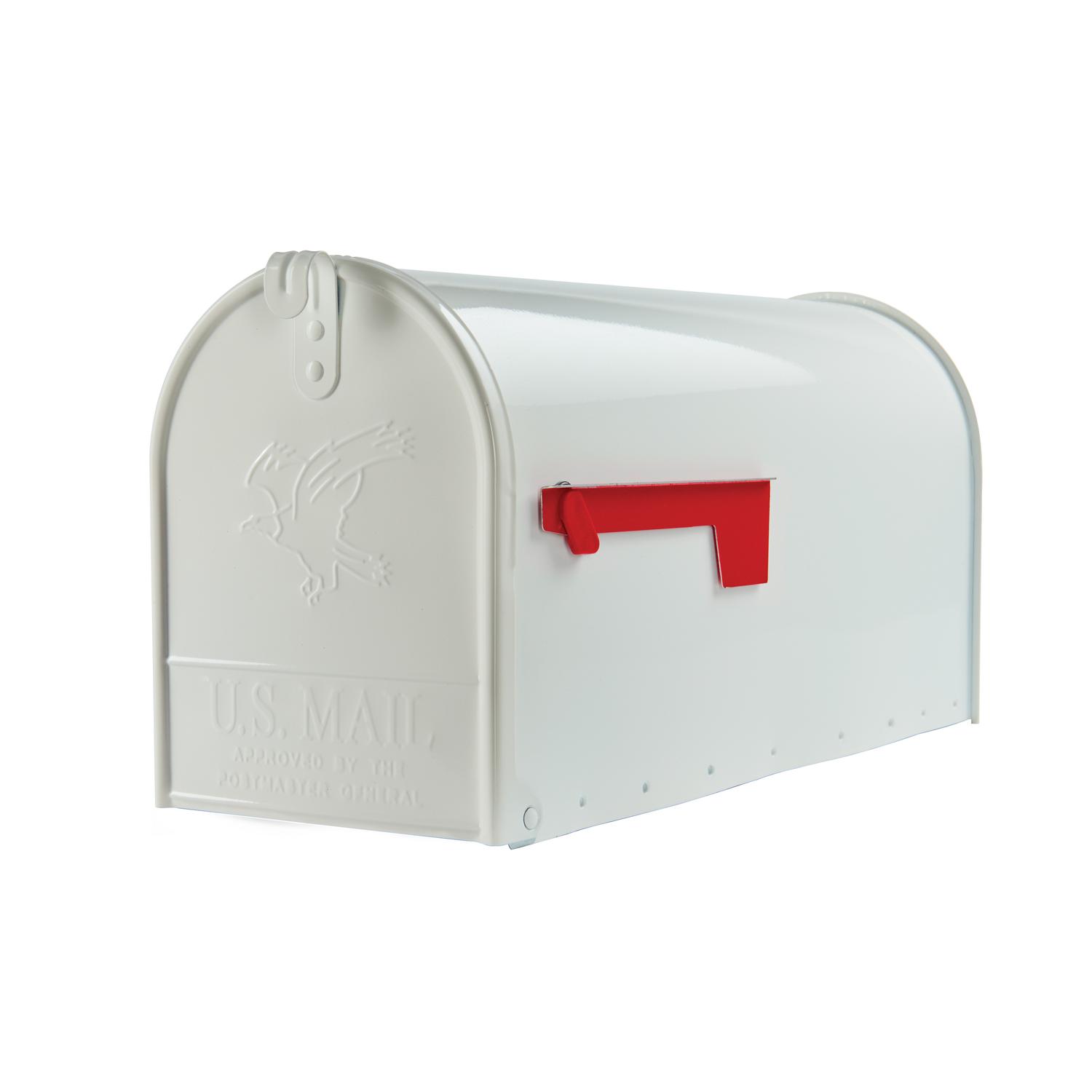 architectural mailboxes elite classic galvanized steel post mount white mailbox
