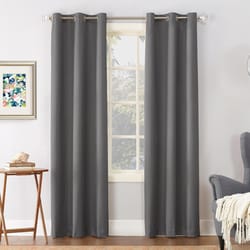 Sun Zero Thermal Insulated Room Darkening Grommet Charcoal Curtain 40 in. W X 84 in. L