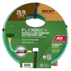 Ace Flexogen 5/8 in. D X 25 ft. L Heavy Duty Premium Grade Garden Hose Green