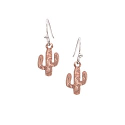 Montana Silversmiths Women's Desert Darling Rose Cactus Rose Gold Earrings Brass Water Resistant