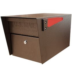 Mail Boss Mail Manager Modern Galvanized Steel Post Mount Bronze Locking Mailbox