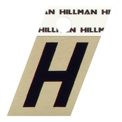 Hillman 1.5 in. Reflective Black Aluminum Self-Adhesive Letter H 1 pc