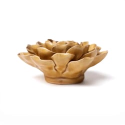 Chive English Garden 2.16 in. H X 5 in. L Glazed Caramel Ceramic Charm Peony Wall Flower