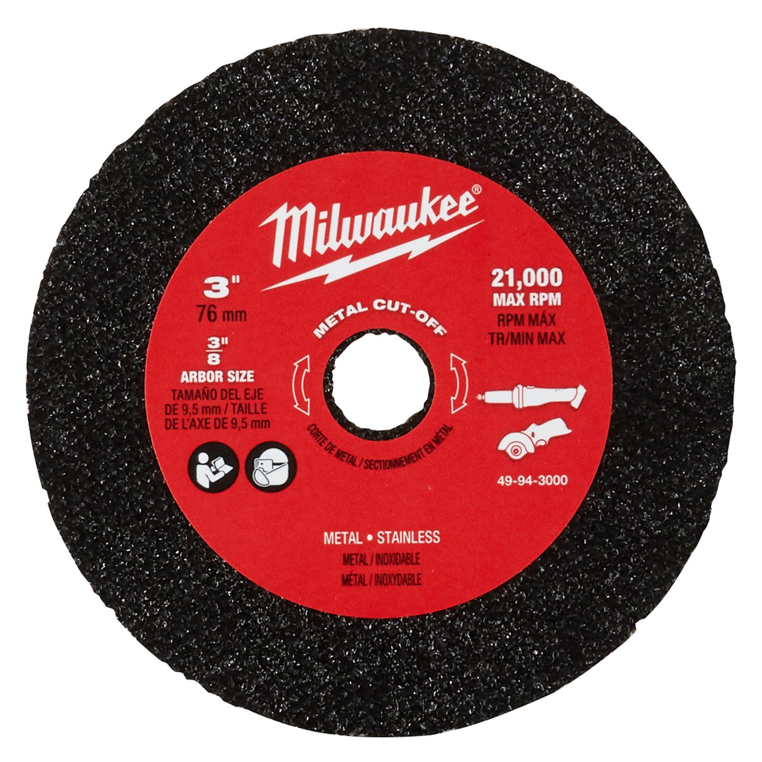 Milwaukee 3 in. D X 3/8 in. Metal Cut-Off Wheel 3 pc Mfr# 49