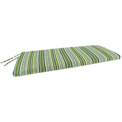 Jordan Manufacturing Blue/Green Stripe Polyester Bench Cushion 3.5 in. H X 18 in. W X 48 in. L