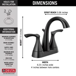 Delta Sandover Matte Black Traditional Bathroom Faucet 4 in.