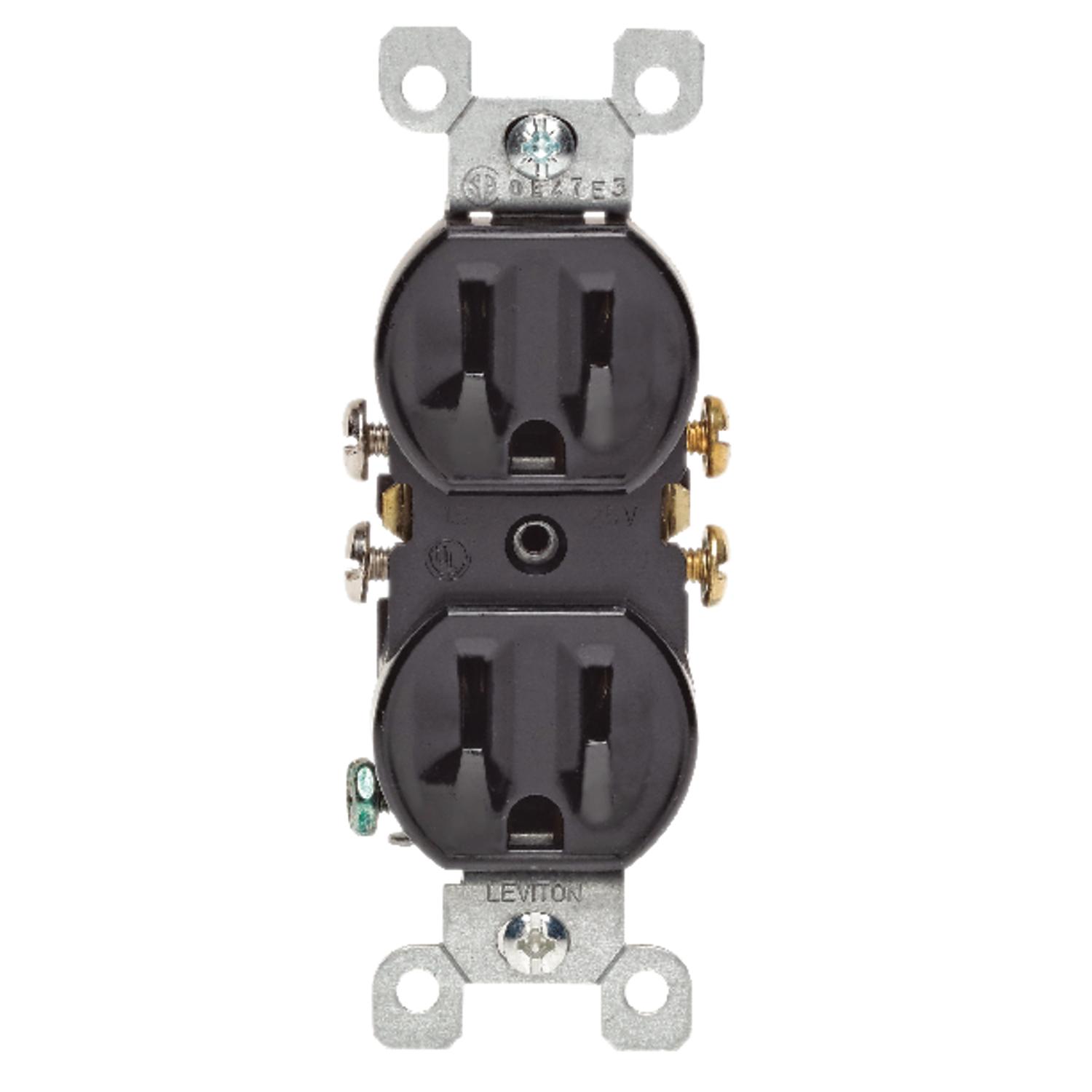 05320-ECP Leviton 15 amps 125 V Duplex Black Outlet 5-15R 1  sku 05320-ECP