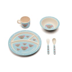 Red Rover Blue Bamboo Mouse Dinnerware Set 5 pc