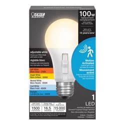 Feit A19 E26 (Medium) LED Motion Activated Bulb Adjustable White 100 Watt Equivalence 1 pk