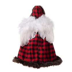 Glitzhome Black/Red Plaid Angel Tree Topper 12.2 in.