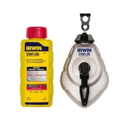 Irwin Strait-Line Red Braided Chalk and Reel Set 100 ft. Red
