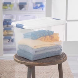 Sterilite 25 qt Clear/White Latch Storage Box 11-5/8 in. H X 16-1/4 in. W X 11-1/4 in. D Stackable