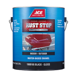 Ace Rust Stop Indoor and Outdoor Gloss Black Water-Based Enamel Rust Prevention Paint 1 gal