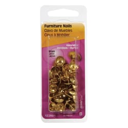 HILLMAN 4.88 in. Furniture Brass-Plated Brass Nail Hammered Head