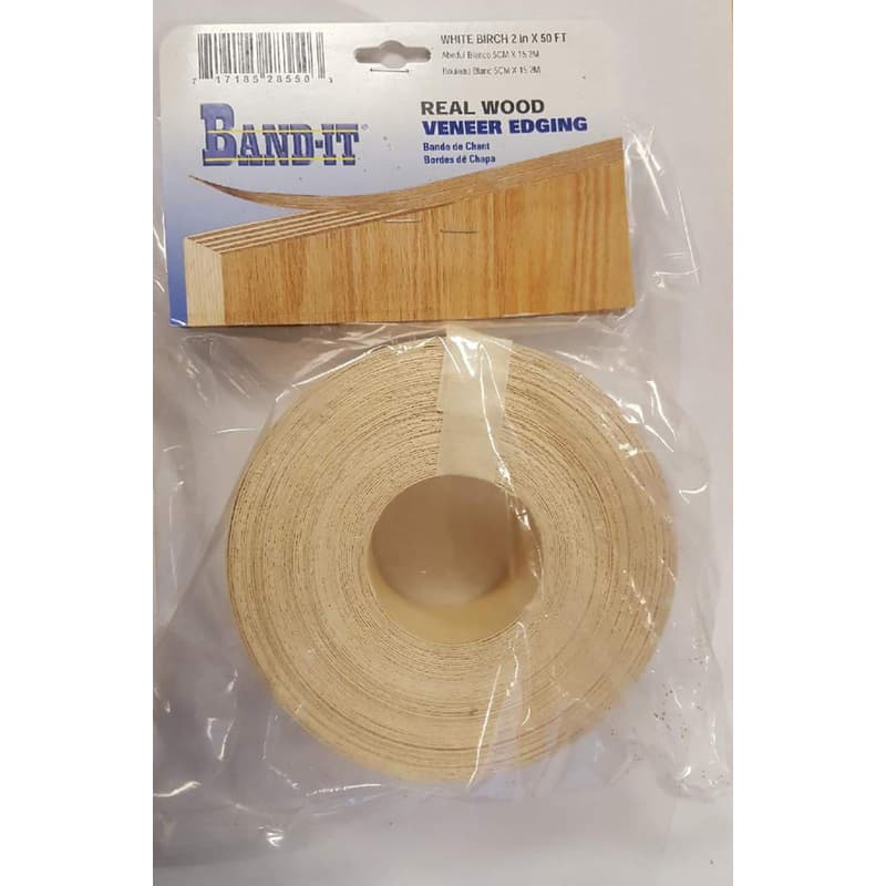 Band-It .030 in. T X 2 in. W X 50 ft. L White Birch Real Wood Veneer Edging Band-It .030 in. T X 2 in. W X 50 ft. L White Birch Real Wood Veneer Edging
