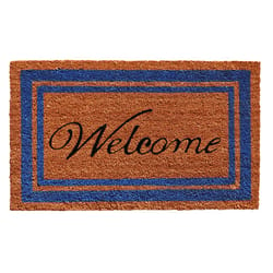 Home & More 1.58 W X 2.58 L Multi-color Blue Border Welcome Coir Door Mat