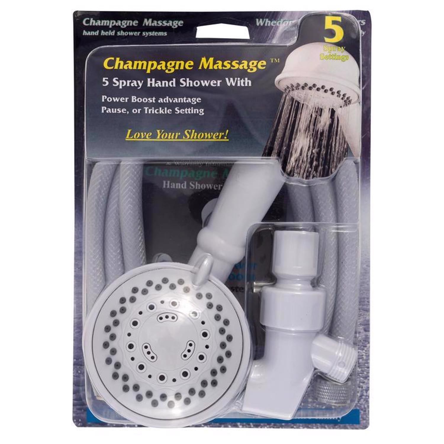 Photos - Other sanitary accessories Whedon Champagne Massage White Plastic 5 settings Handheld Showerhead 2.5