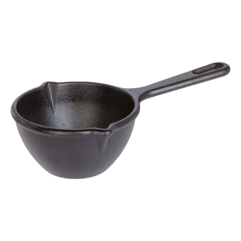 Lodge 0.5 qt. Cast Iron Melting Pot in Black with Silicone Brush