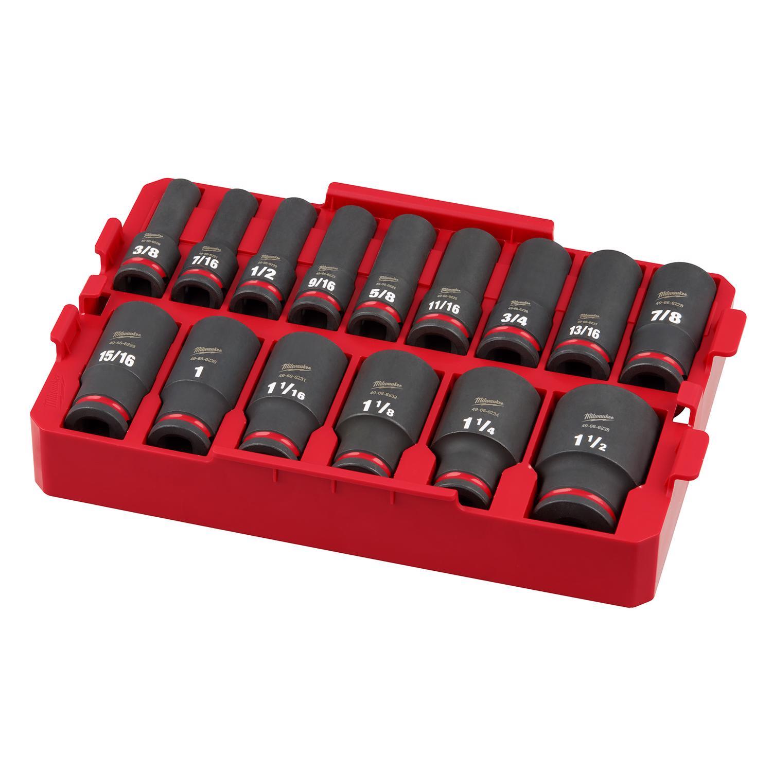 Milwaukee SHOCKWAVE 1/2 in. drive SAE 6 Point Impact Rated Socket Set 15 pc Uae Electronic uaeelectronic.com