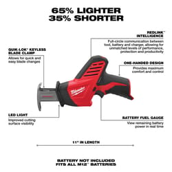 Milwaukee M12 Hackzall Cordless Brushed Reciprocating Saw Tool Only