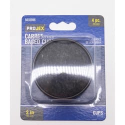 Projex Plastic Furniture Cups W/Carpeted Base Black Round 2 in. W 4 pk