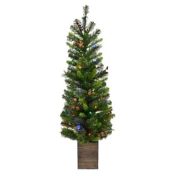 Glitzhome 8ft/10ft Pre-Lit Deluxe White Pine Slim Christmas Tree