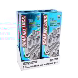 Channellock Dyna Drive 1/2 in. drive SAE 6 Point Socket and Ratchet Set 16 pc