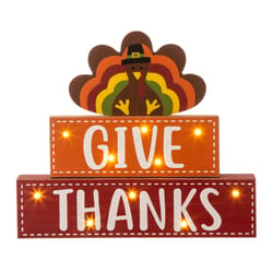 Glitzhome 10.28 in. Prelit Thanksgiving Lighted Turkey Fall Decor