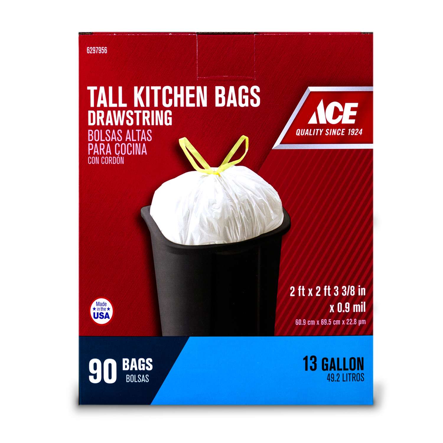 Ace 13 gal. Tall Kitchen Bags Drawstring 90 pk Ace Hardware