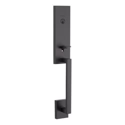 Kwikset Matte Black Entry Handleset KW1 1-3/4 in.