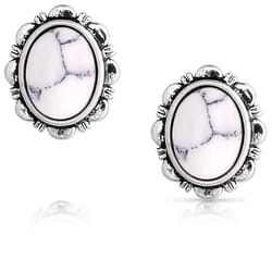 Montana Silversmiths Women's Unwavering Halo White Buffalo Oval Silver/White Earrings