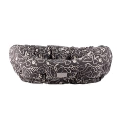 Pet Shop by Fringe Studio Brown Canvas Messy Flower Charcoal Pet Bed 9 in. H X 24 in. W X 29 in. L