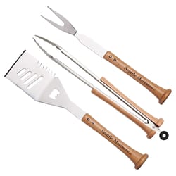 Baseball BBQ MLB Stainless Steel Natural Grill Tool Set 1 pk