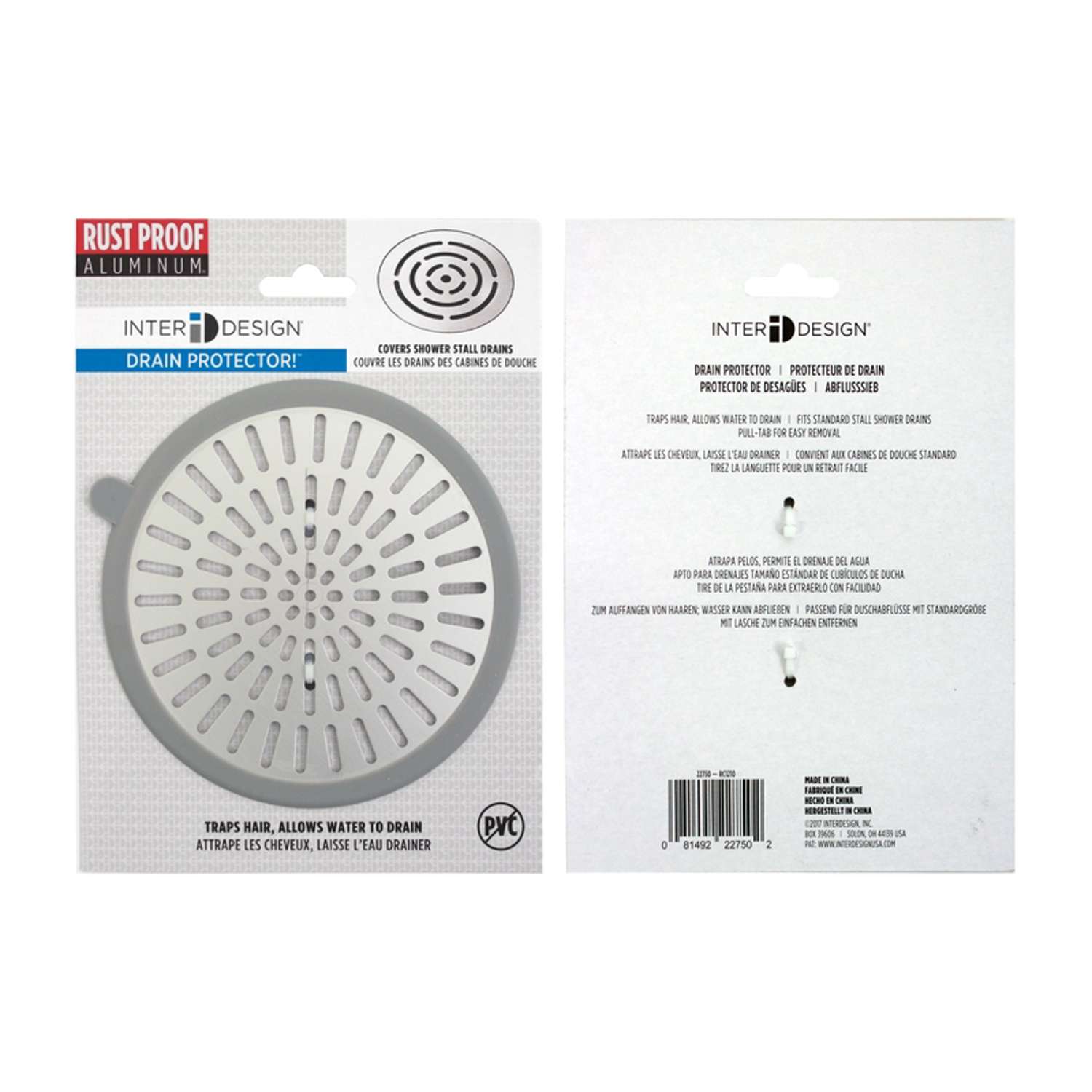 Metro Ultra Bathroom Shower Drain Protector - Gray/Silver