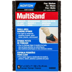 Norton MultiSand 4 in. L X 2.75 in. W X 1 in. 80/120 Grit Fine/Medium Small Area Sanding Sponge