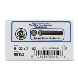 HILLMAN No. 6-32 Ga. X 2-1/2 in. L Combination Round Head Zinc-Plated Steel Machine Screws 100 pk