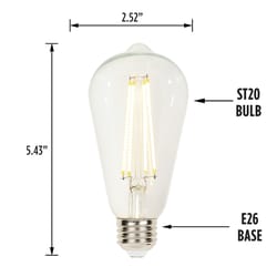 Westinghouse ST20 E26 (Medium) Filament LED Bulb Warm White 60 Watt Equivalence 1 pk