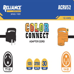 Reliance Controls Color Connect 10/3 SJTW 125 V 12 in. L Generator Power Cord Adapter