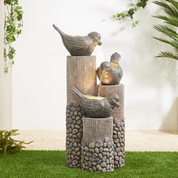 Glitzhome Polyresin Gray 30.75 in. H Birds Sculptural Basin Fountain