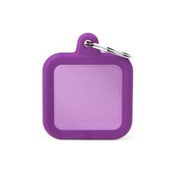 MyFamily Hushtag Purple Square Aluminum Dog Pet Tags Medium