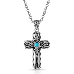 Montana Silversmiths Women's Faith on Point Cross Silver/Turquoise Necklace Water Resistant