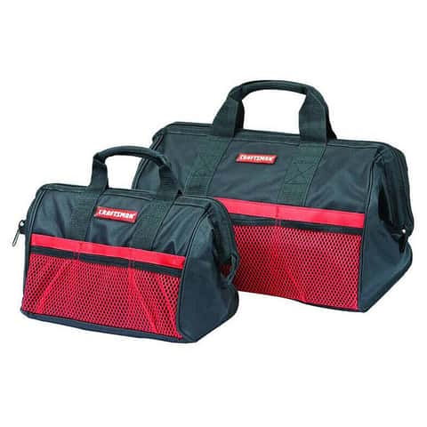 Craftsman 12.25 in. W X 17.5 in. H Ballistic Nylon Tool Bag Set Black/Red 2  pc - Ace Hardware