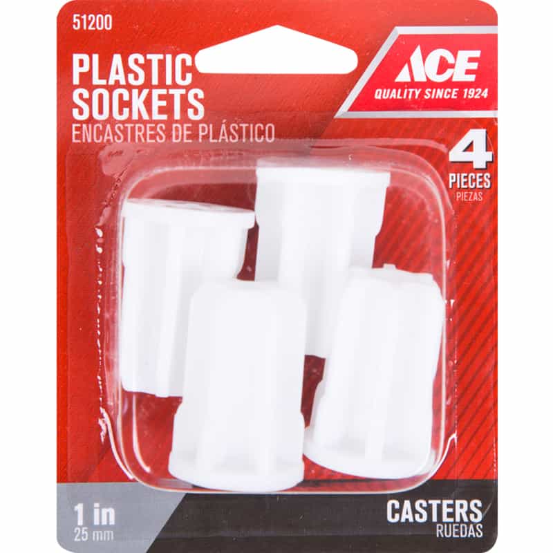 Ace 5/16 in. Dia. Plastic Caster Socket 4 pk Ace Hardware