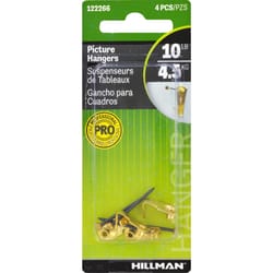 HILLMAN Brass-Plated Classic Picture Hanger 10 lb 4 pk