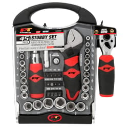 Performance Tool 1/4 and 3/8 in. drive S 6 Point Stubby Socket and Tool Set 45 pc