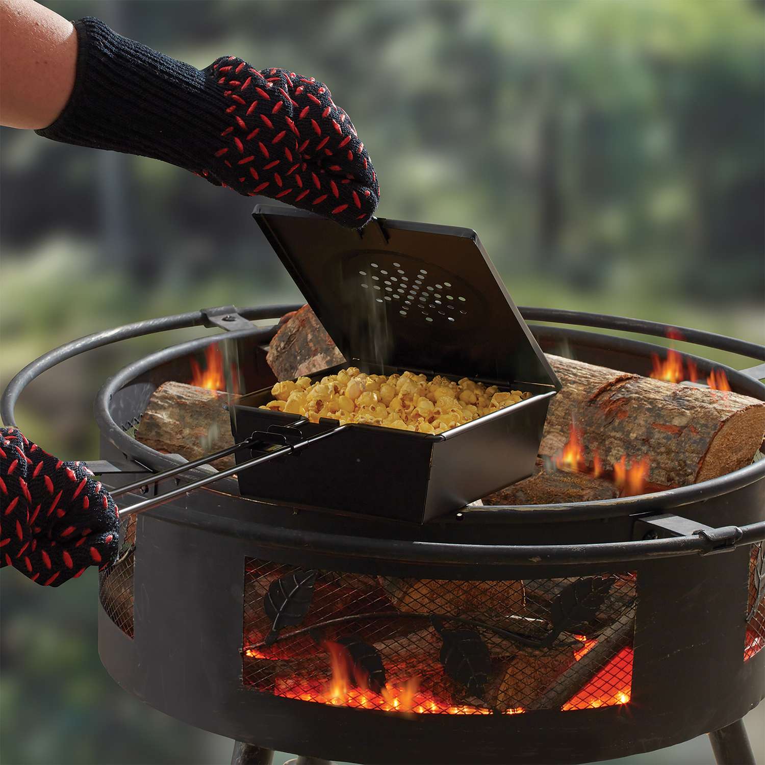 Outdoor Popcorn Popper, campfire cooking