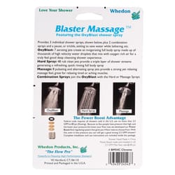Whedon Blaster Massage Polished Chrome Plastic 5 settings Showerhead 2.5 gpm