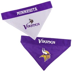 Pets First Purple/White Minnesota Vikings Cotton/Nylon Dog Collar Bandana Large/X-Large